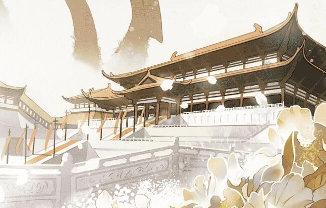 a painting style picture of Koi Tower from the MDZS audio drama.